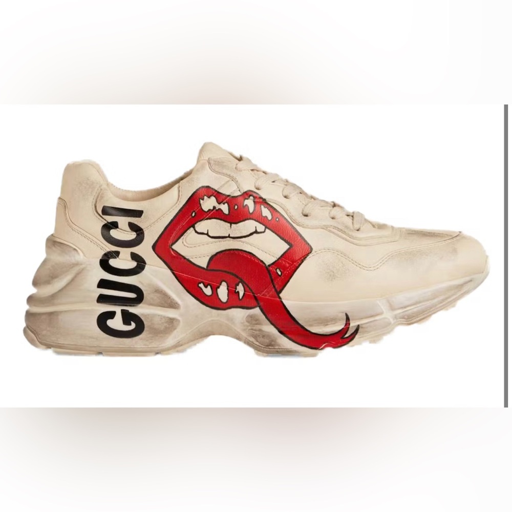 Gucci Rhyton Mouth Print Leather Sneakers